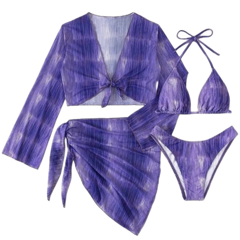 Swimsuit New 4 PCs Set Split Long Sleeve Bikini For Women - Onouthati