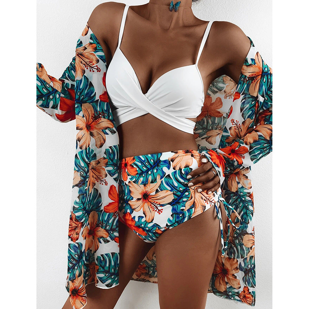 New Swimsuit European And American Three-Piece Bikini Cross-Border Exclusively For Mesh Split Swimsuit Women Bikini - Onouthati