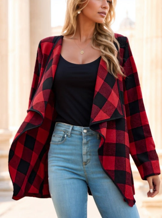 Women'S Plaid Trench Coat - Onouthati