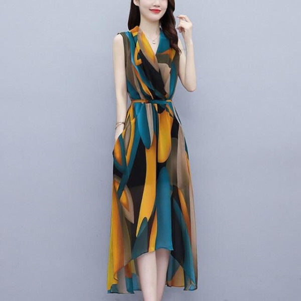 Plus Size Sleeveless Waist-tight Dress Women - Onouthati
