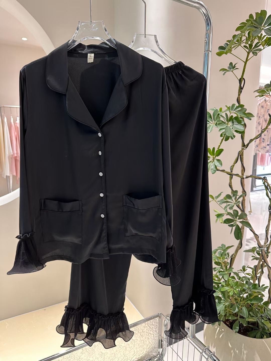 Fashion Ice Silk Pajamas Ruffled Women - Onouthati