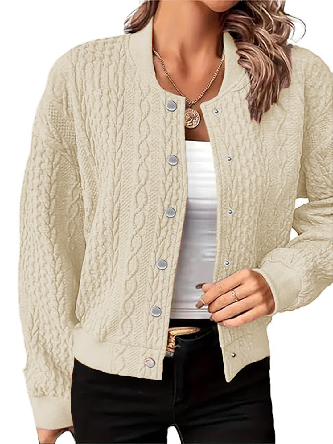 Women's Cardigan Fashion Button Coat Jacket - Onouthati