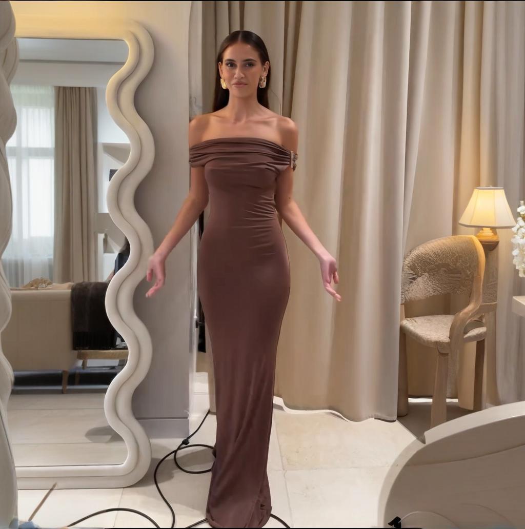 French Style Off-shoulder Shoulder-baring Sexy Temperament Waist-tight Dress Women - Onouthati