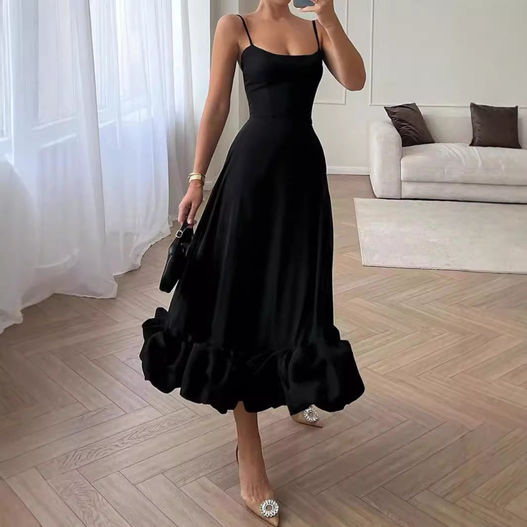 Sling Ball Large Skirt Solid Color Dress Women - Onouthati