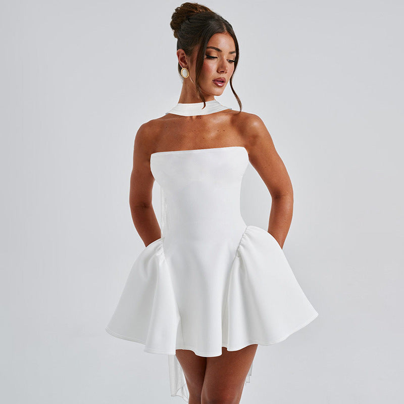 Sexy Tube Top Dress With Back Zipper Design Ins Fashion Short Dress For Party Clothing Women - Onouthati