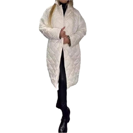 Glossy Down Jacket Rhombus Cotton Padded Clothes Loose And Warm Women - Onouthati