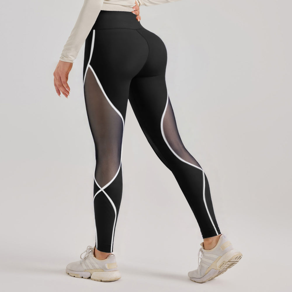 Women's Color Matching Mesh European And American High Waist Yoga Pants - Onouthati