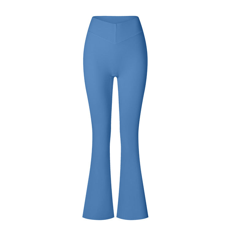 Brushed Flared V-waist Sports Tight Trousers - Onouthati