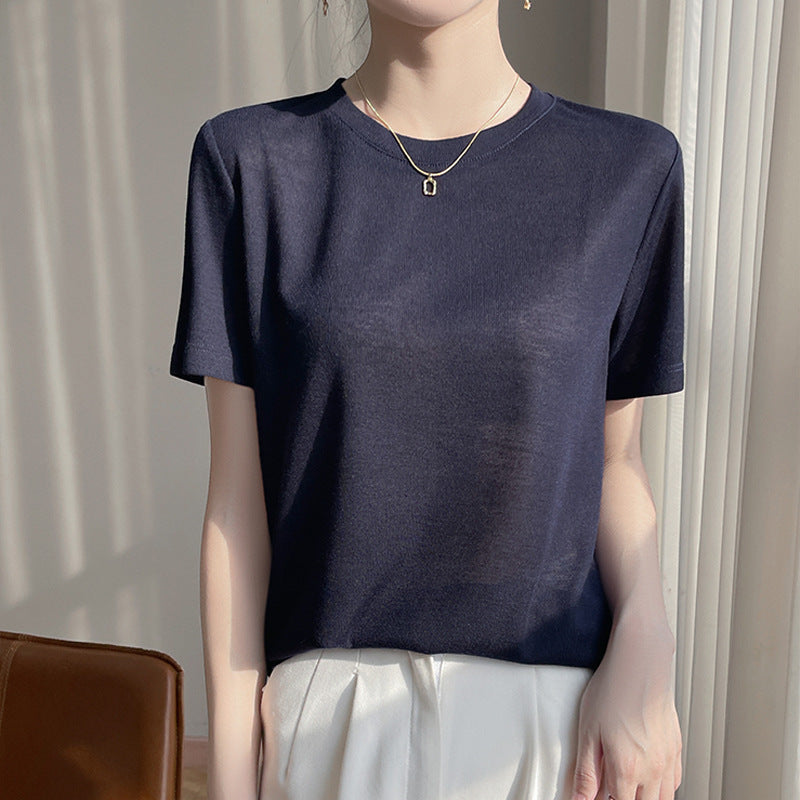 Loose Temperament Round Neck T-shirt Women - Onouthati