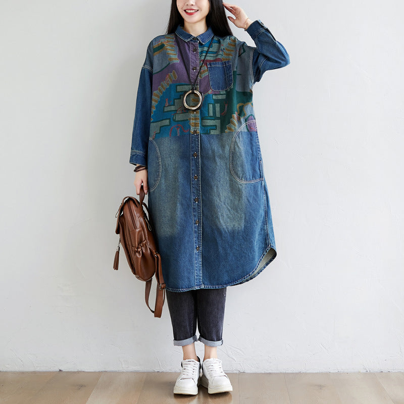 Women's Fashion Wash Vintage Denim Jacket - Onouthati