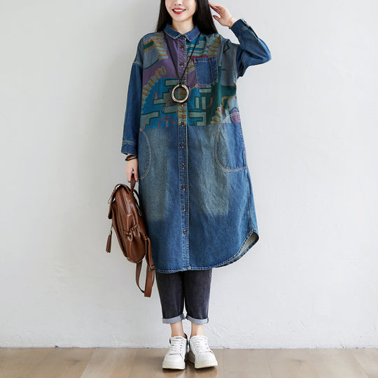 Women's Fashion Wash Vintage Denim Jacket - Onouthati