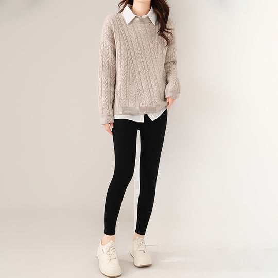 Outer Wear Wool Knitted Seamless Leggings Women's High Waist Warm-keeping Pants Slimming All-matching - Onouthati