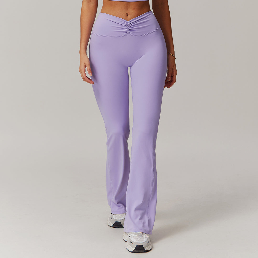 Nude Feel High Waist Hip Lift Yoga Bell-bottom Pants - Onouthati