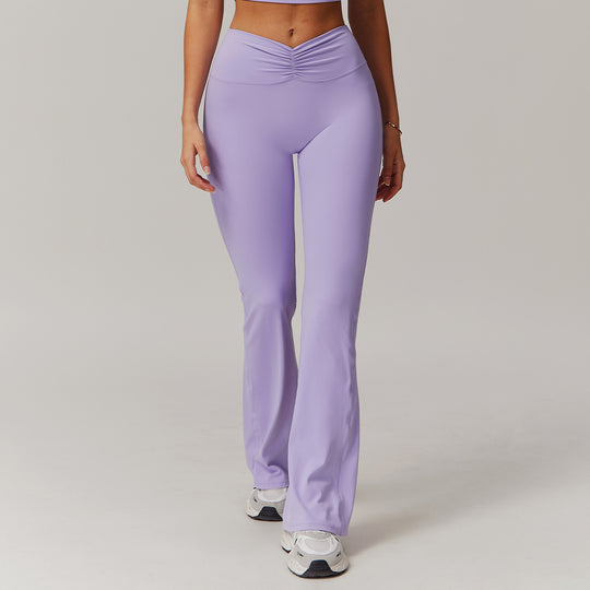 Nude Feel High Waist Hip Lift Yoga Bell-bottom Pants - Onouthati