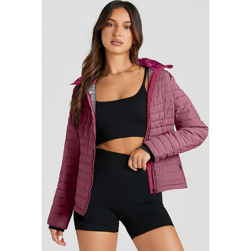 Quilted Zipped Cotton-padded Jacket Women's Warm Stand Collar - Onouthati