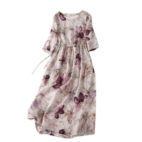 Artistic Retro Half-length Sleeve Dress Women - Onouthati