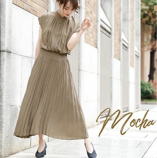 New Elegant Japanese Style Dress Comfortable Waist Trimming Short-sleeved Chiffon Dress Women - Onouthati