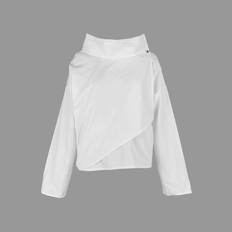 Long Sleeve Loose Stand-up Collar Jacket - Onouthati