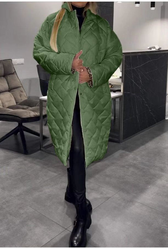 Glossy Down Jacket Rhombus Cotton Padded Clothes Loose And Warm Women - Onouthati