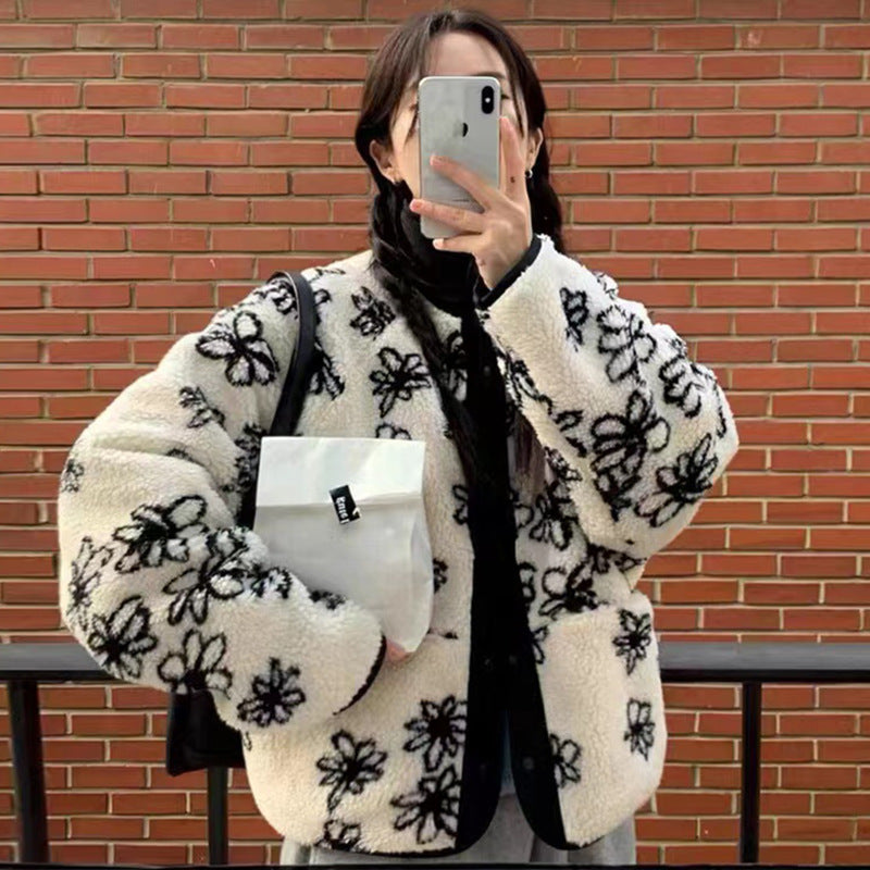 Retro Long Sleeve Cashmere Cotton Jacket Women - Onouthati