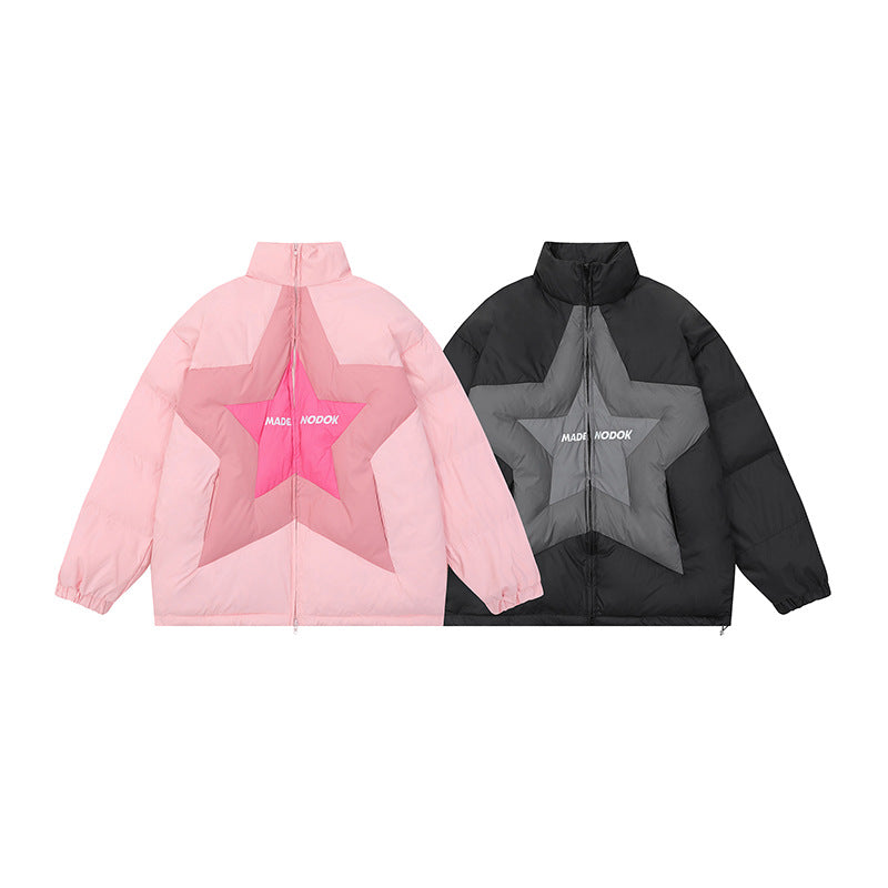 Corduroy Patchwork Stand-up Collar Men's And Women's Coats - Onouthati