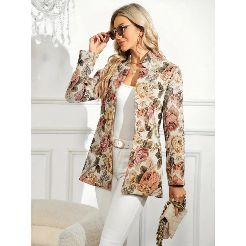 Fashionable Suit Women's Casual Printed Jacket - Onouthati