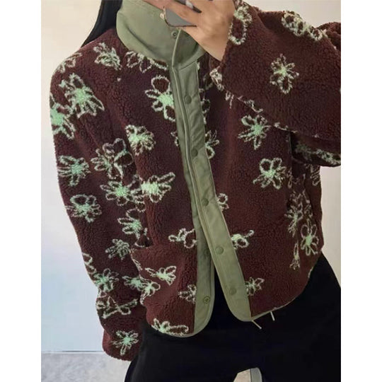 Retro Long Sleeve Cashmere Cotton Jacket Women - Onouthati