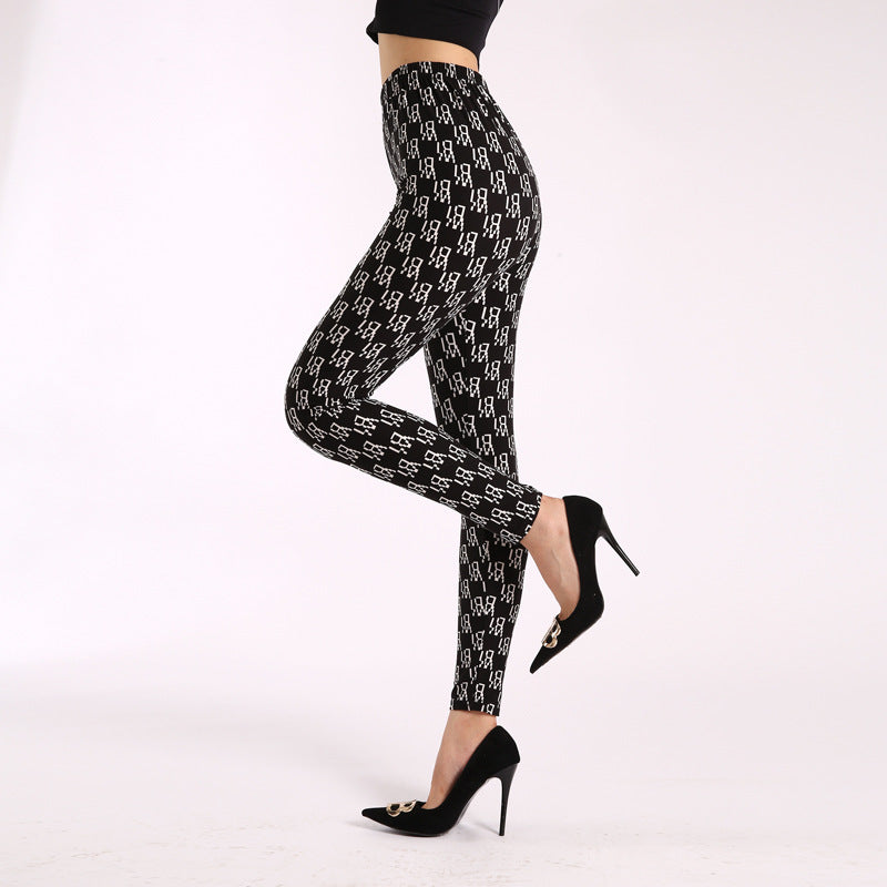 Autumn Underwear Leggings Stretch Printed High-waisted Trousers - Onouthati