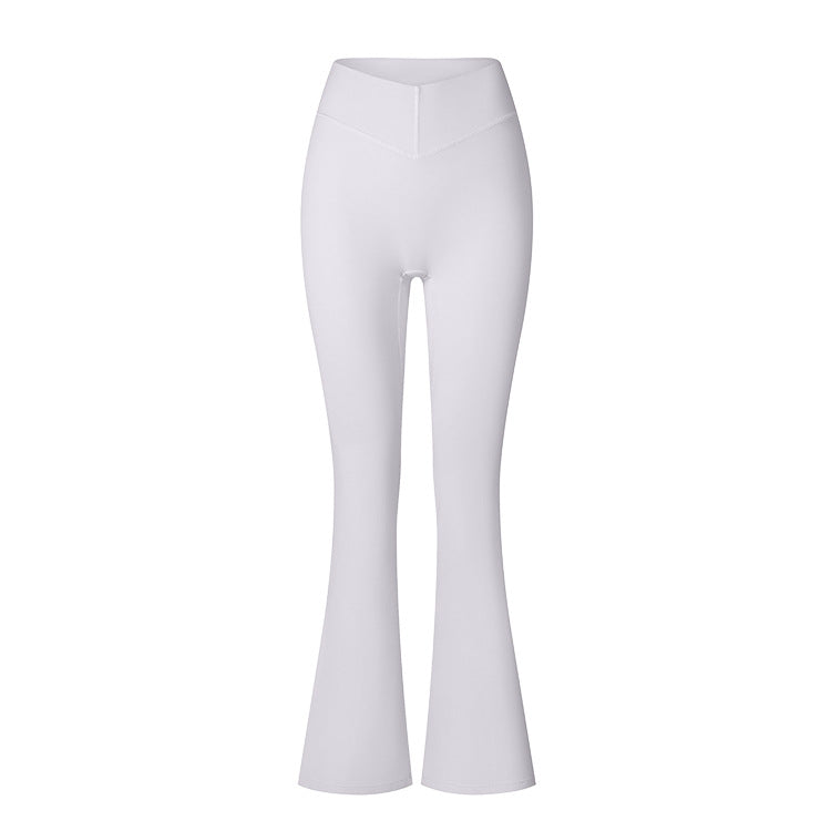 Brushed Flared V-waist Sports Tight Trousers - Onouthati