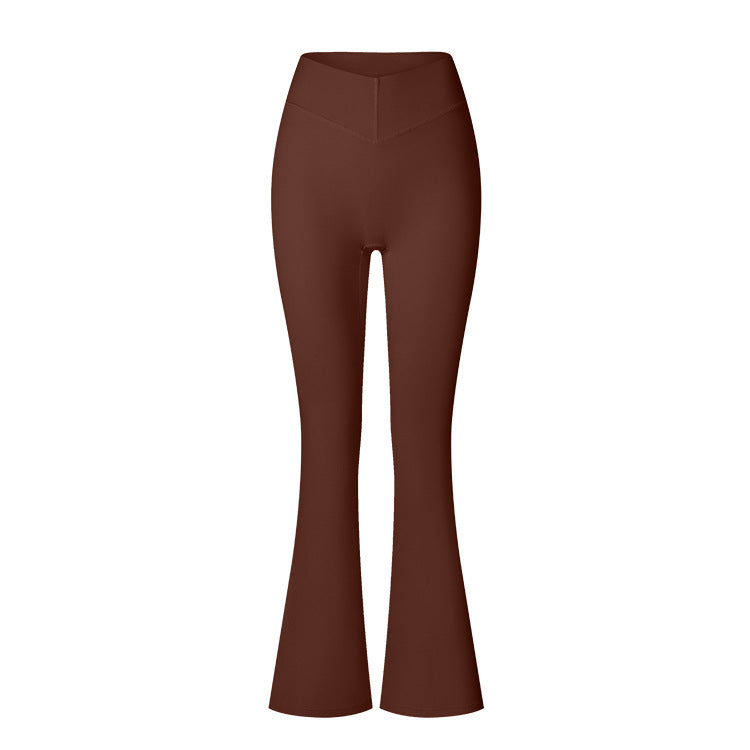 Brushed Flared V-waist Sports Tight Trousers - Onouthati