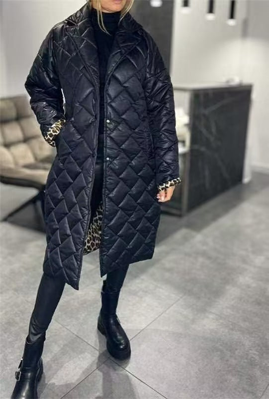 Glossy Down Jacket Rhombus Cotton Padded Clothes Loose And Warm Women - Onouthati