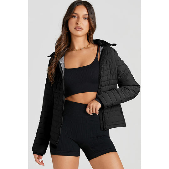 Quilted Zipped Cotton-padded Jacket Women's Warm Stand Collar - Onouthati
