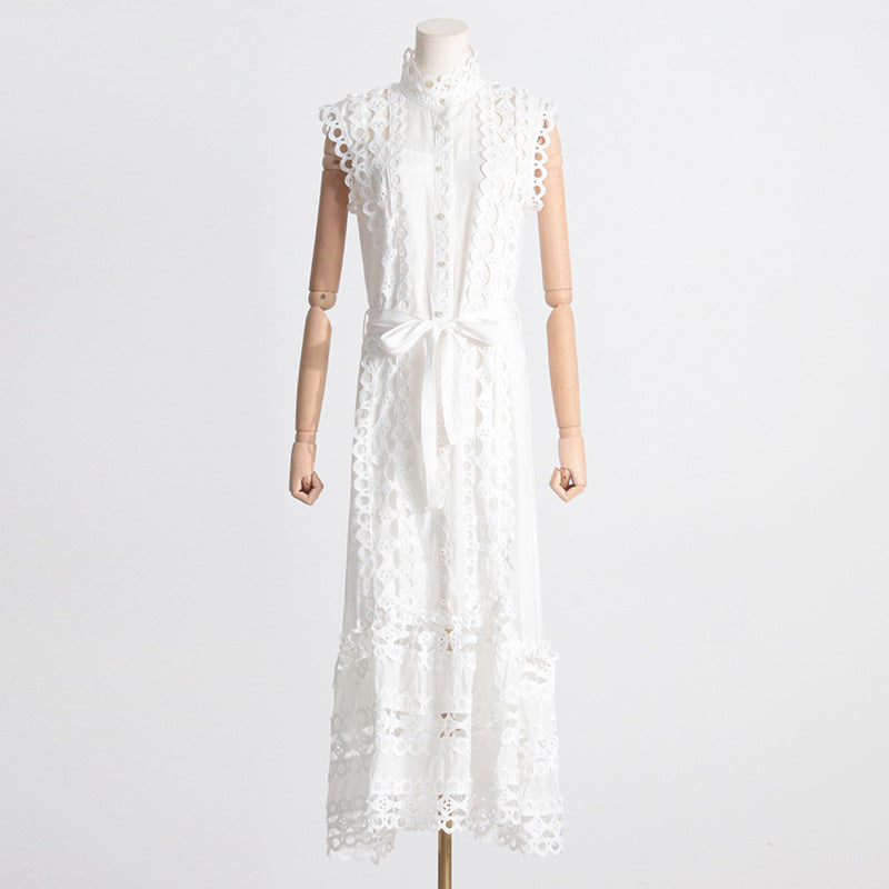 Personality French Embroidery Stitching Dress Women - Onouthati