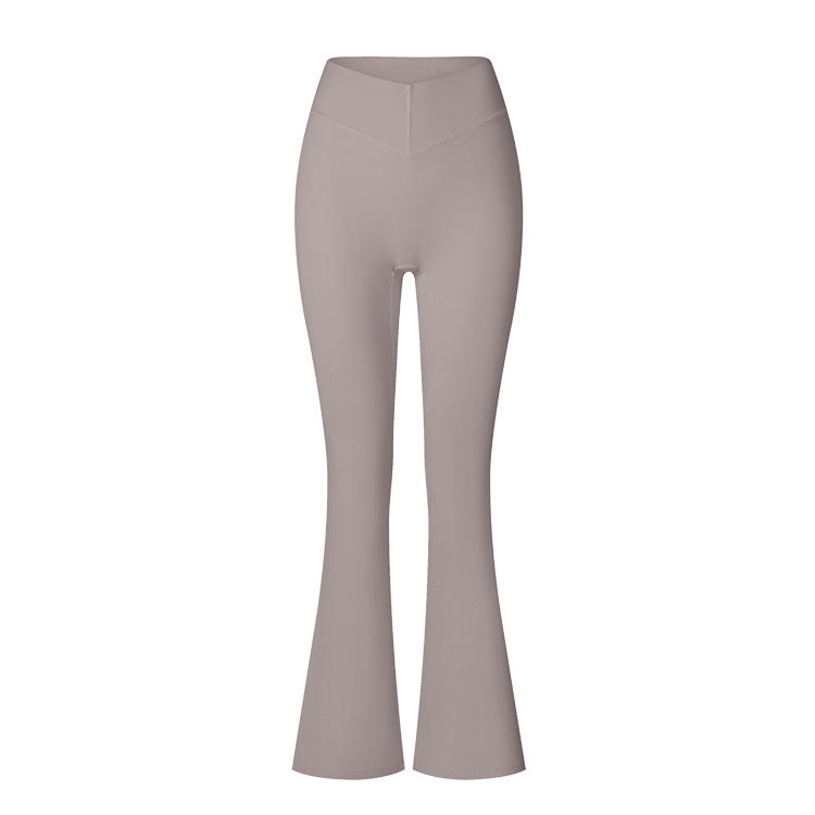 Brushed Flared V-waist Sports Tight Trousers - Onouthati