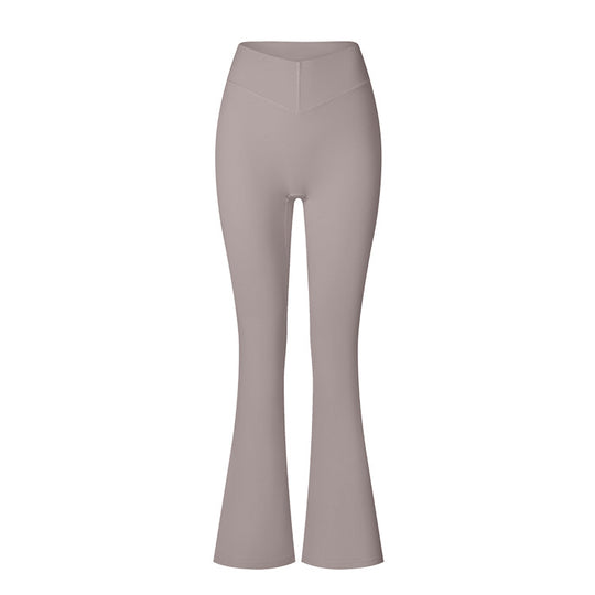 Brushed Flared V-waist Sports Tight Trousers - Onouthati