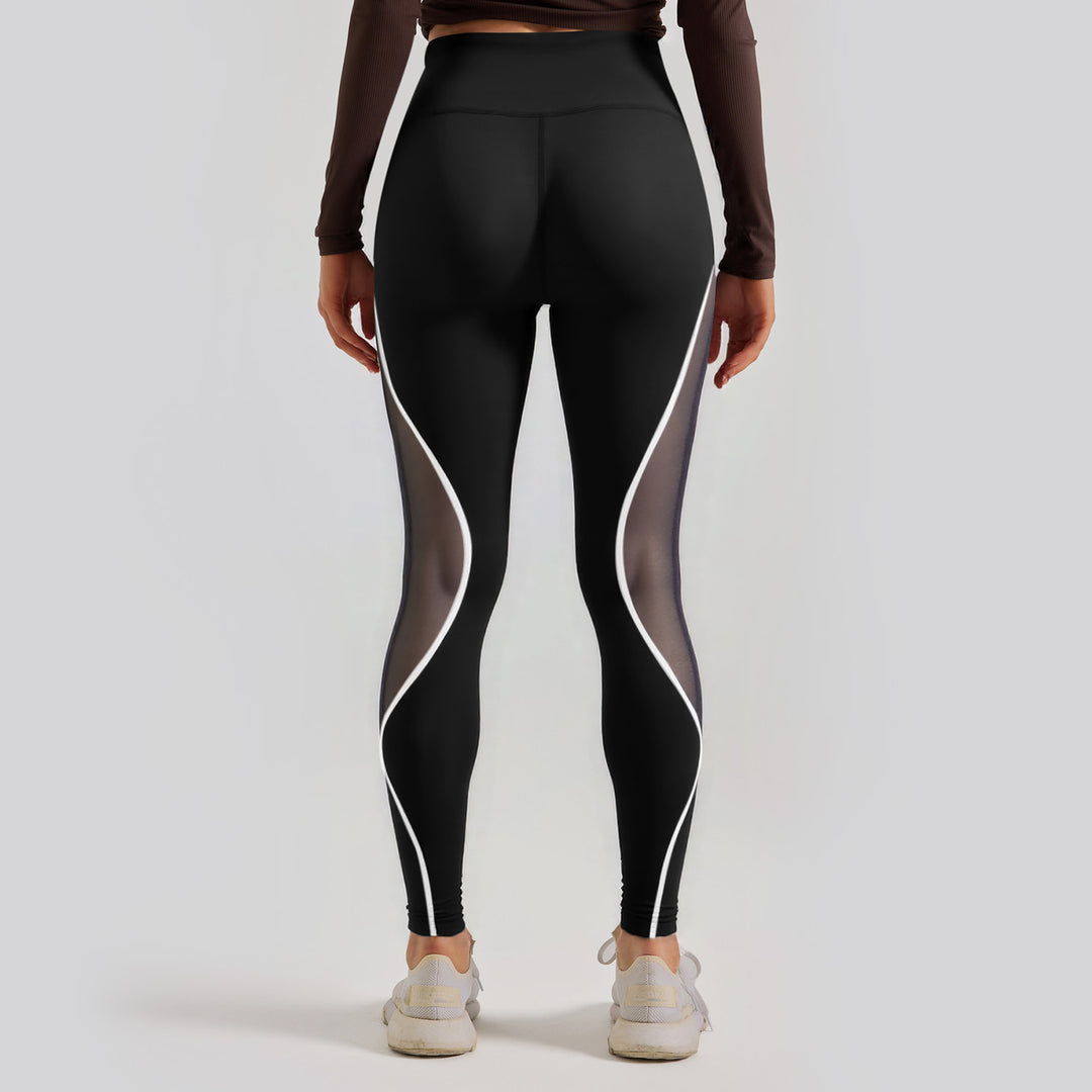 Women's Color Matching Mesh European And American High Waist Yoga Pants - Onouthati
