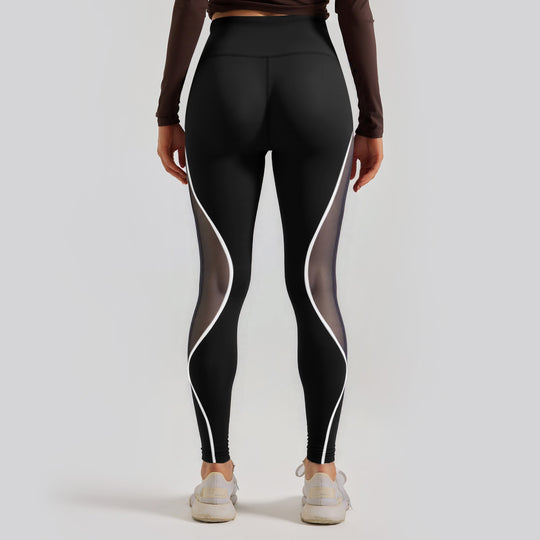 Women's Color Matching Mesh European And American High Waist Yoga Pants - Onouthati