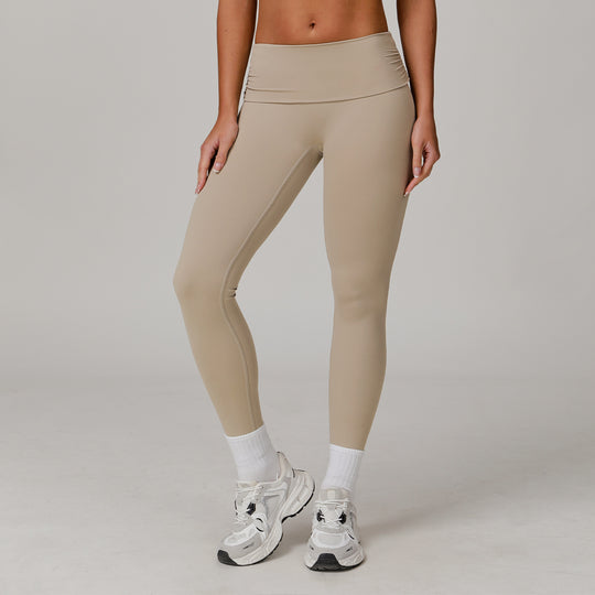 Fold High Waist Yoga Pants Women's Cloud-feeling Belly Contracting And Hip Lifting Sports Pants - Onouthati