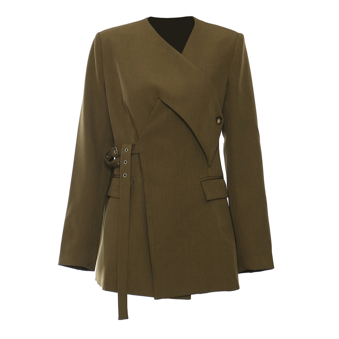 Irregular Cutting Heavy Industry Corns Waist-tight Suit Jacket - Onouthati