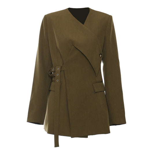 Irregular Cutting Heavy Industry Corns Waist-tight Suit Jacket - Onouthati