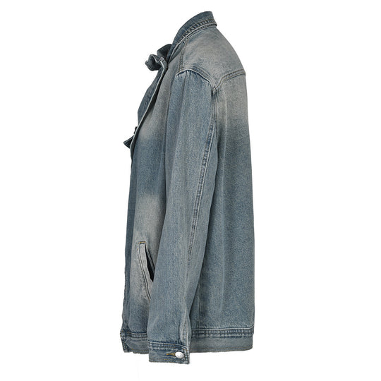 Women's Loose Korean-style Irregular Wash Denim Coat - Onouthati