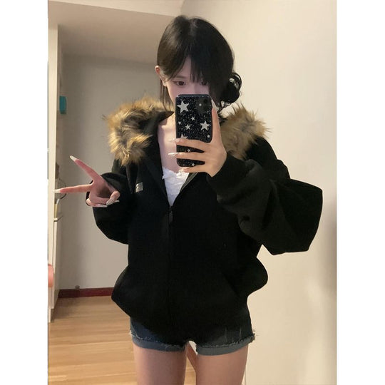American Retro Lazy Preppy Style Top Cardigan Coat For Women - Onouthati