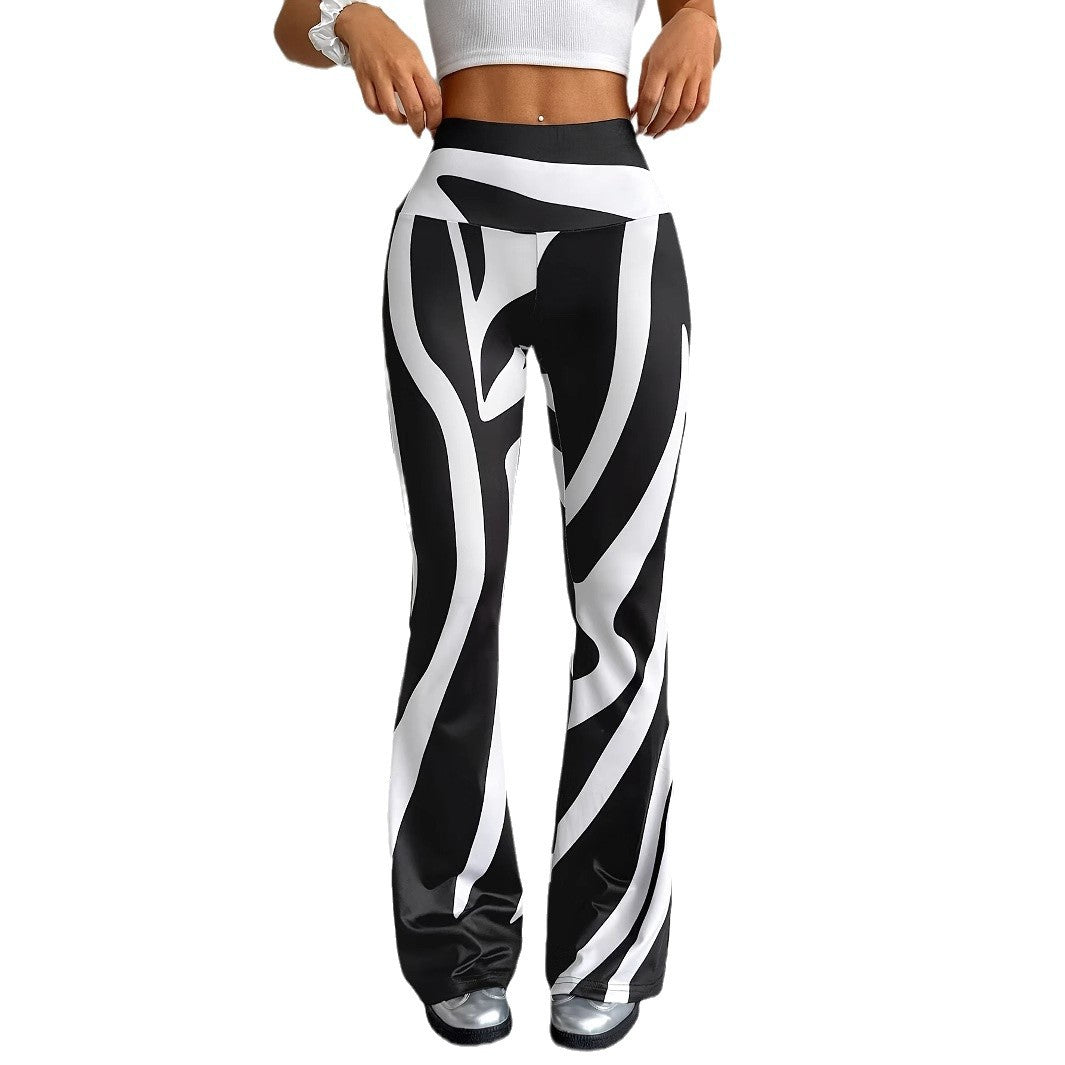 Bell-bottom Pants Fashion Printed High Waist Sheath Casual Pants - Onouthati