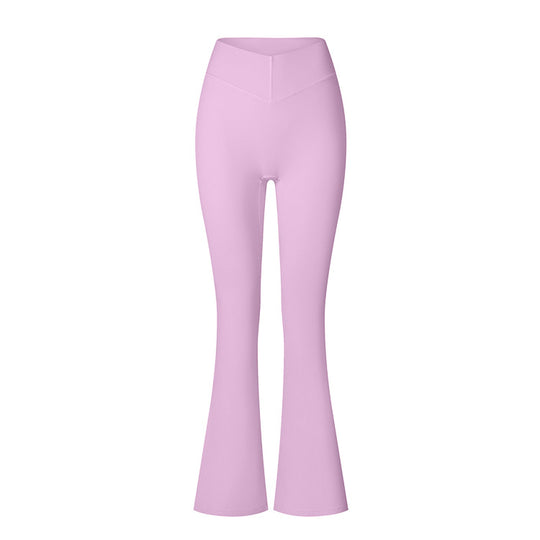 Brushed Flared V-waist Sports Tight Trousers - Onouthati