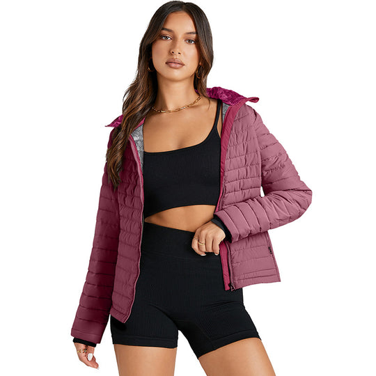 Quilted Zipped Cotton-padded Jacket Women's Warm Stand Collar - Onouthati