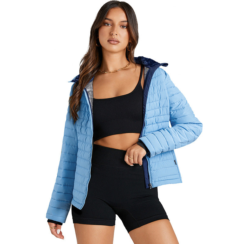Quilted Zipped Cotton-padded Jacket Women's Warm Stand Collar - Onouthati