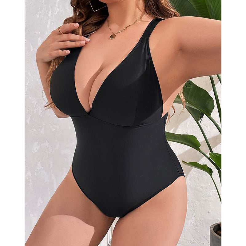 Siamese Plus Size Swimsuit Slimming V-neckline Tight - Onouthati