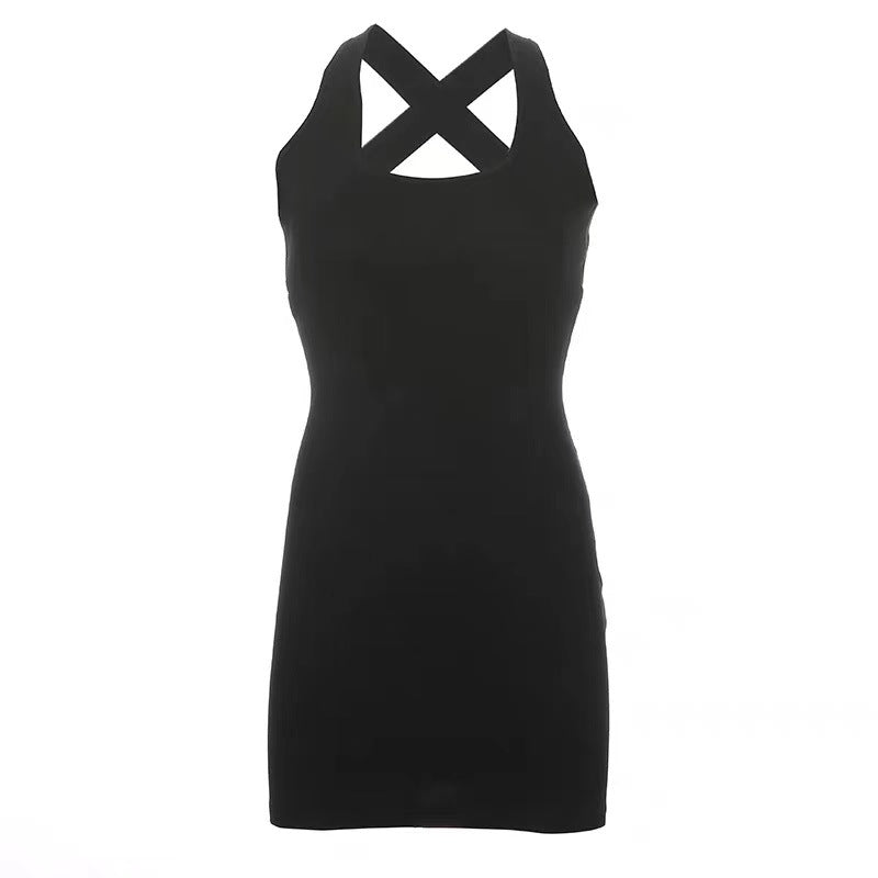 Camisole Halter Cross Tight-fitting Cinched Sheath Dress Women - Onouthati