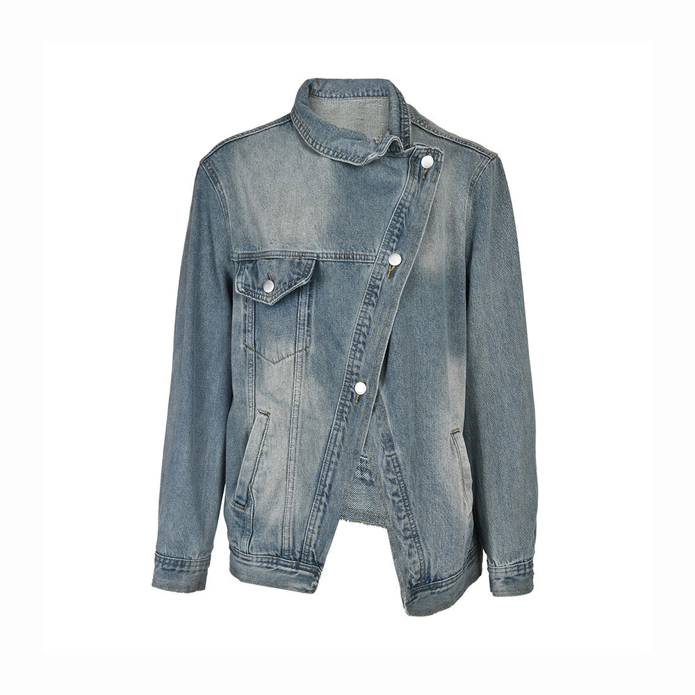 Women's Loose Korean-style Irregular Wash Denim Coat - Onouthati