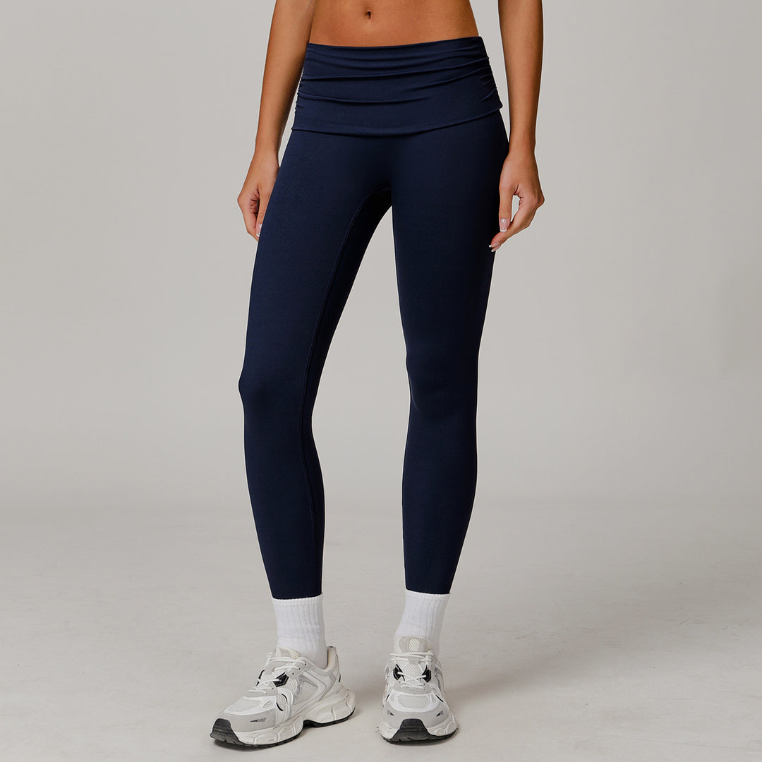 Fold High Waist Yoga Pants Women's Cloud-feeling Belly Contracting And Hip Lifting Sports Pants - Onouthati